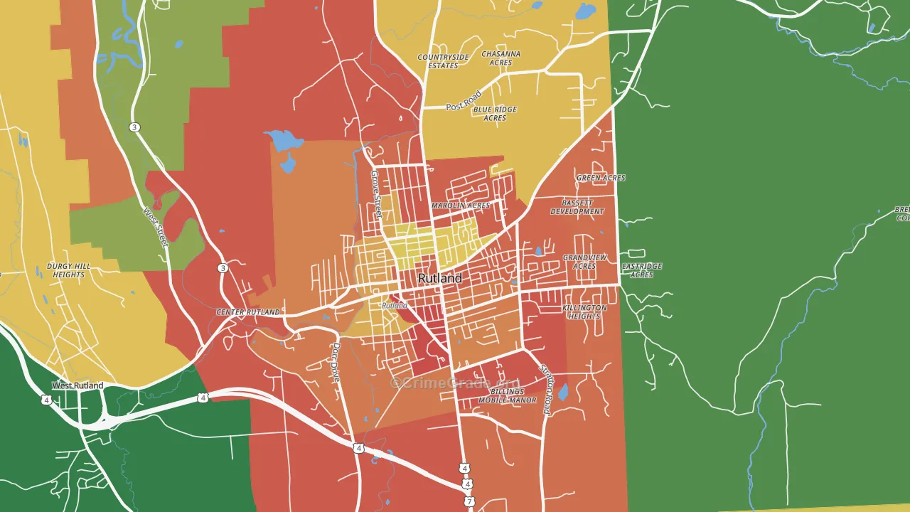 Rutland, VT Map of Assault Rates