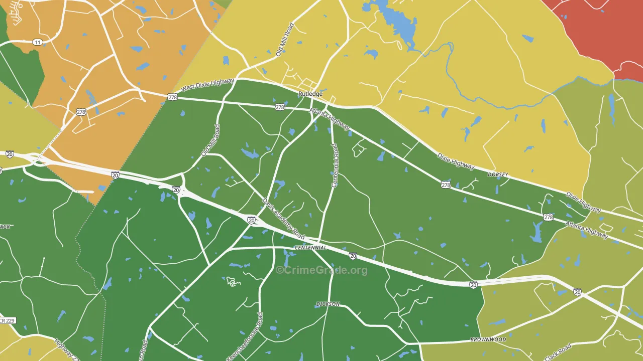 Rutledge, GA Map of Assault Rates