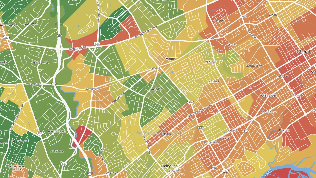 Rutledge, PA Map of Assault Rates