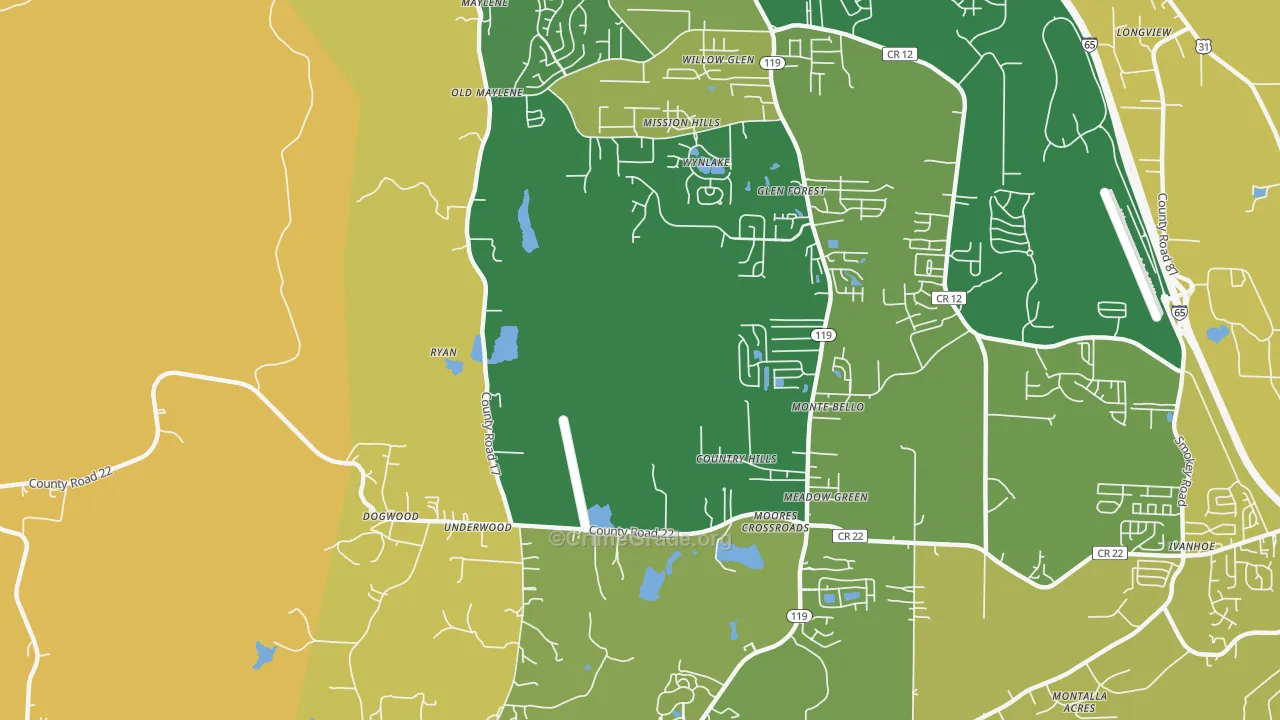 Ryan, AL Map of Assault Rates