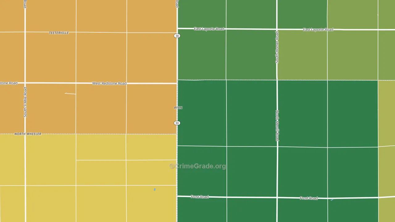 Ryan, MI Map of Assault Rates
