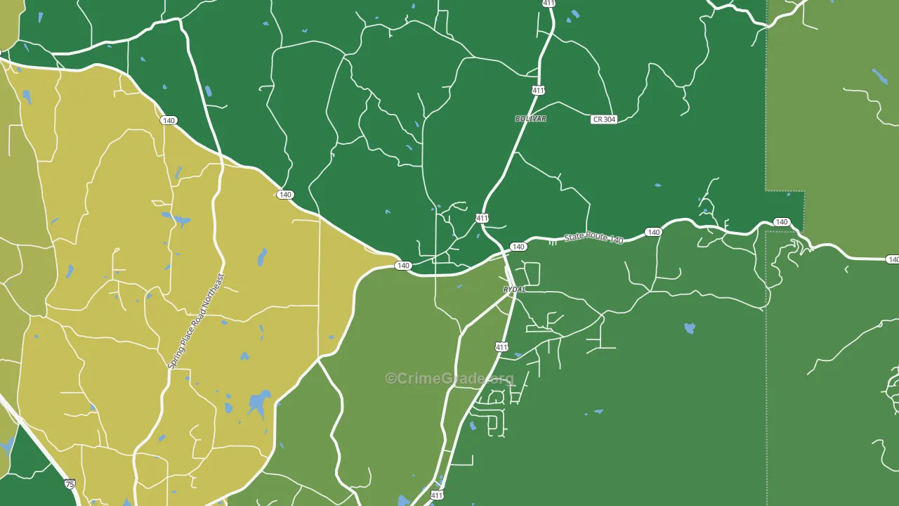 Rydal, GA Map of Assault Rates