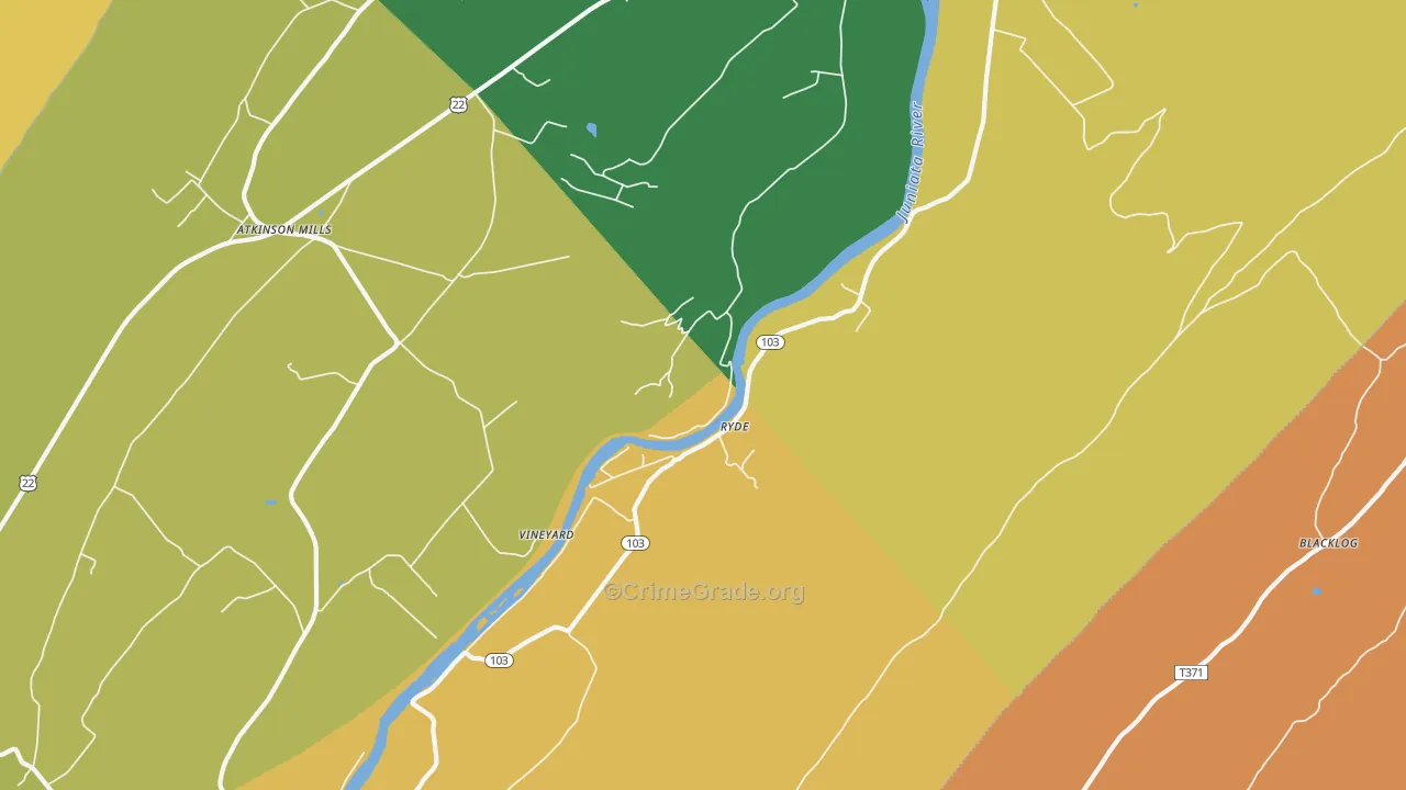 Ryde, PA Map of Assault Rates