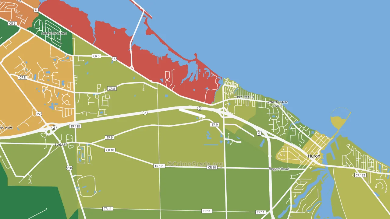 Rye Beach, OH Map of Assault Rates