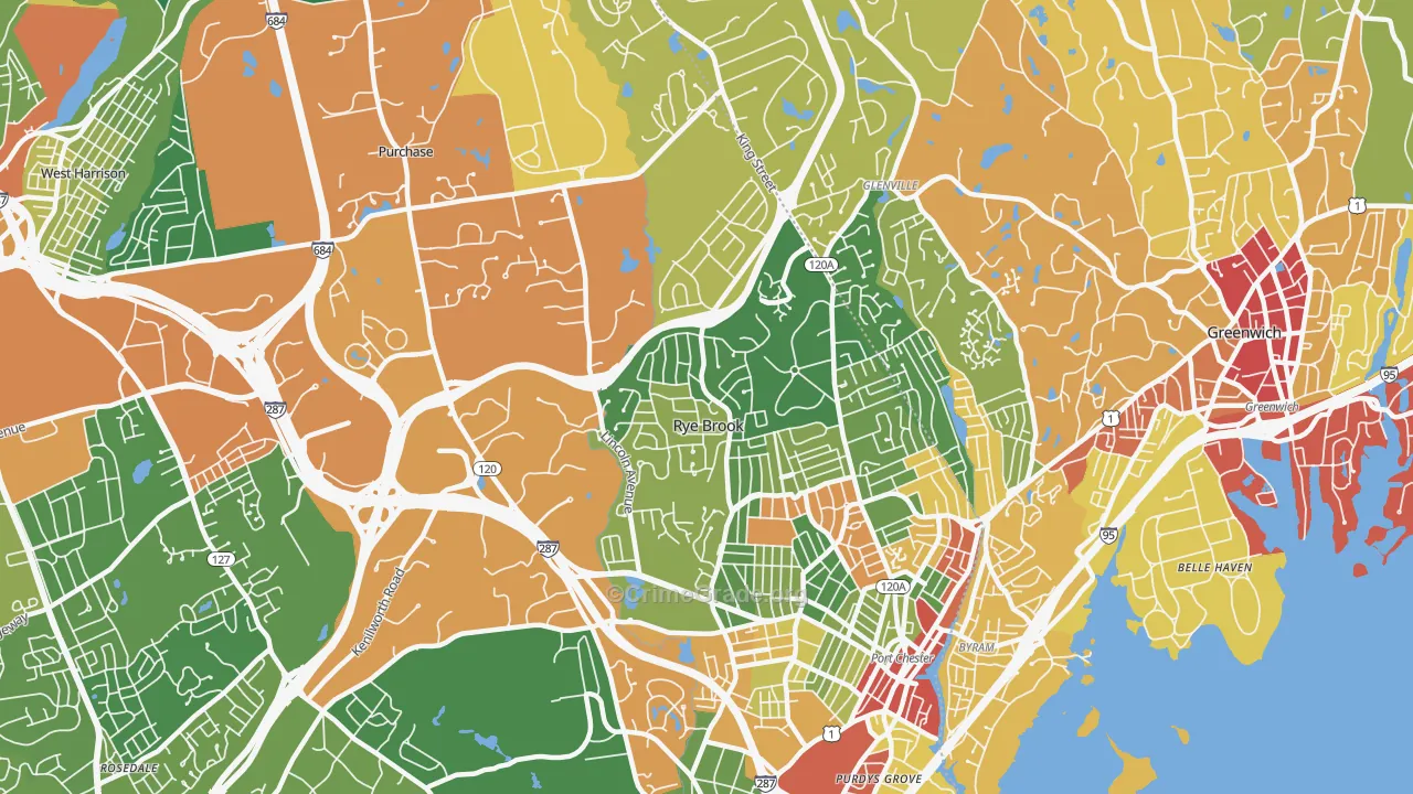 Rye Brook, NY Map of Assault Rates