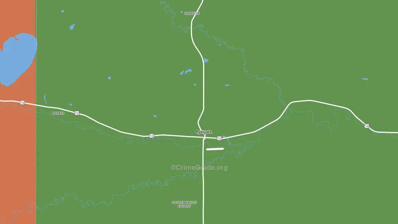 Ryegate, MT Map of Assault Rates