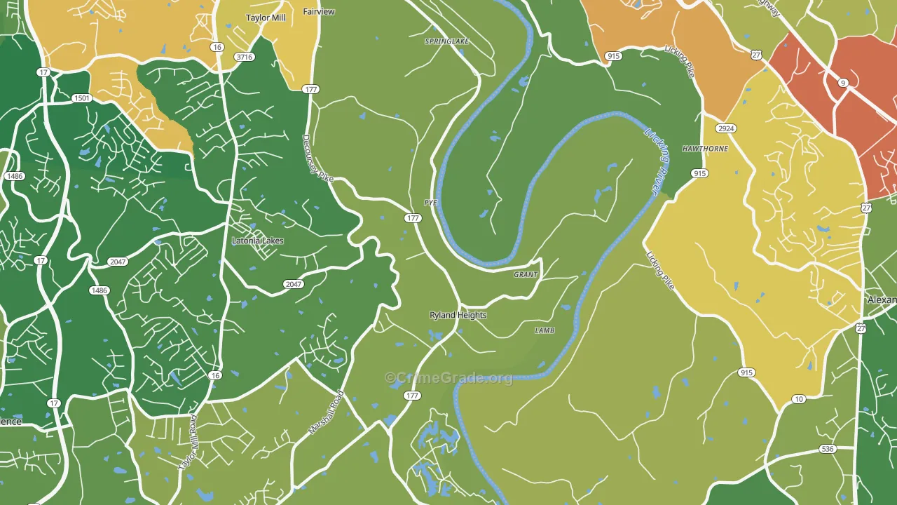 Ryland Heights, KY Map of Assault Rates