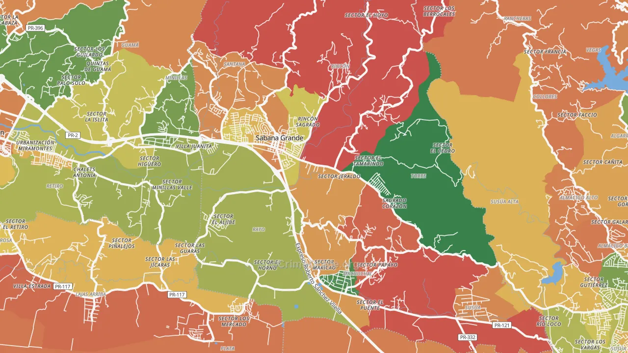 Sabana Grande Municipio, PR Map of Assault Rates