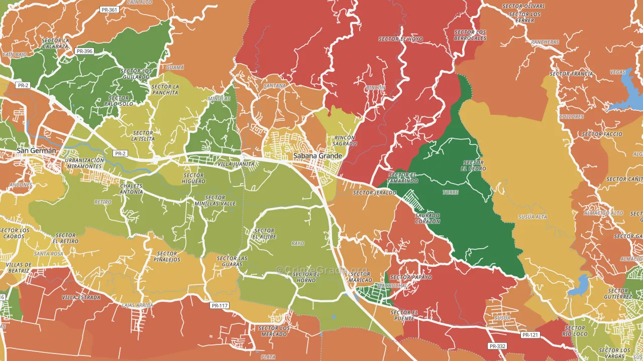 Sabana Grande, PR Map of Assault Rates