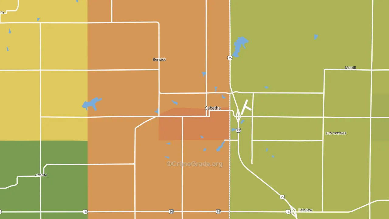 Sabetha, KS Map of Assault Rates
