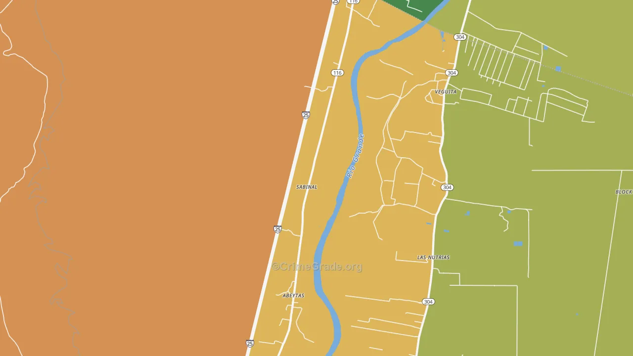 Sabinal, NM Map of Assault Rates