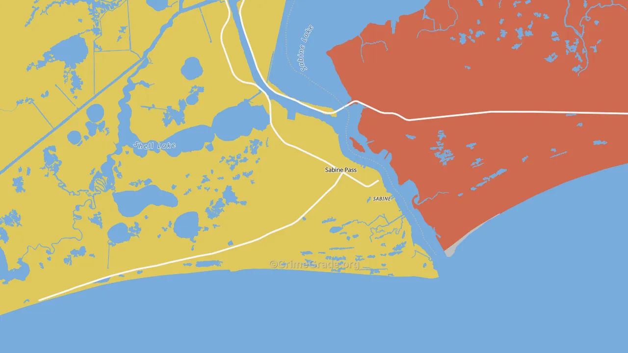 Sabine Pass, TX Map of Assault Rates