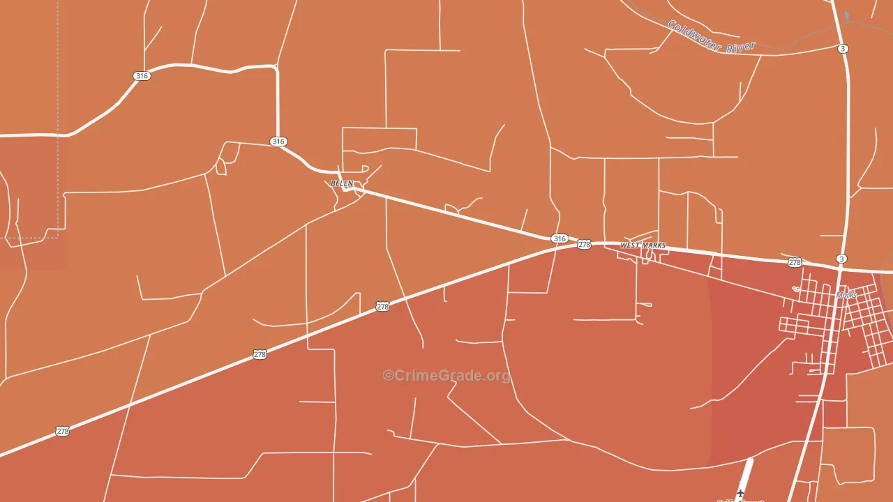 Sabino, MS Map of Assault Rates