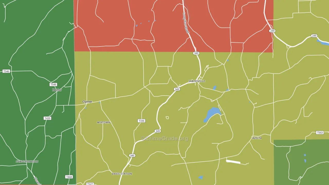 Sabinsville, PA Map of Assault Rates