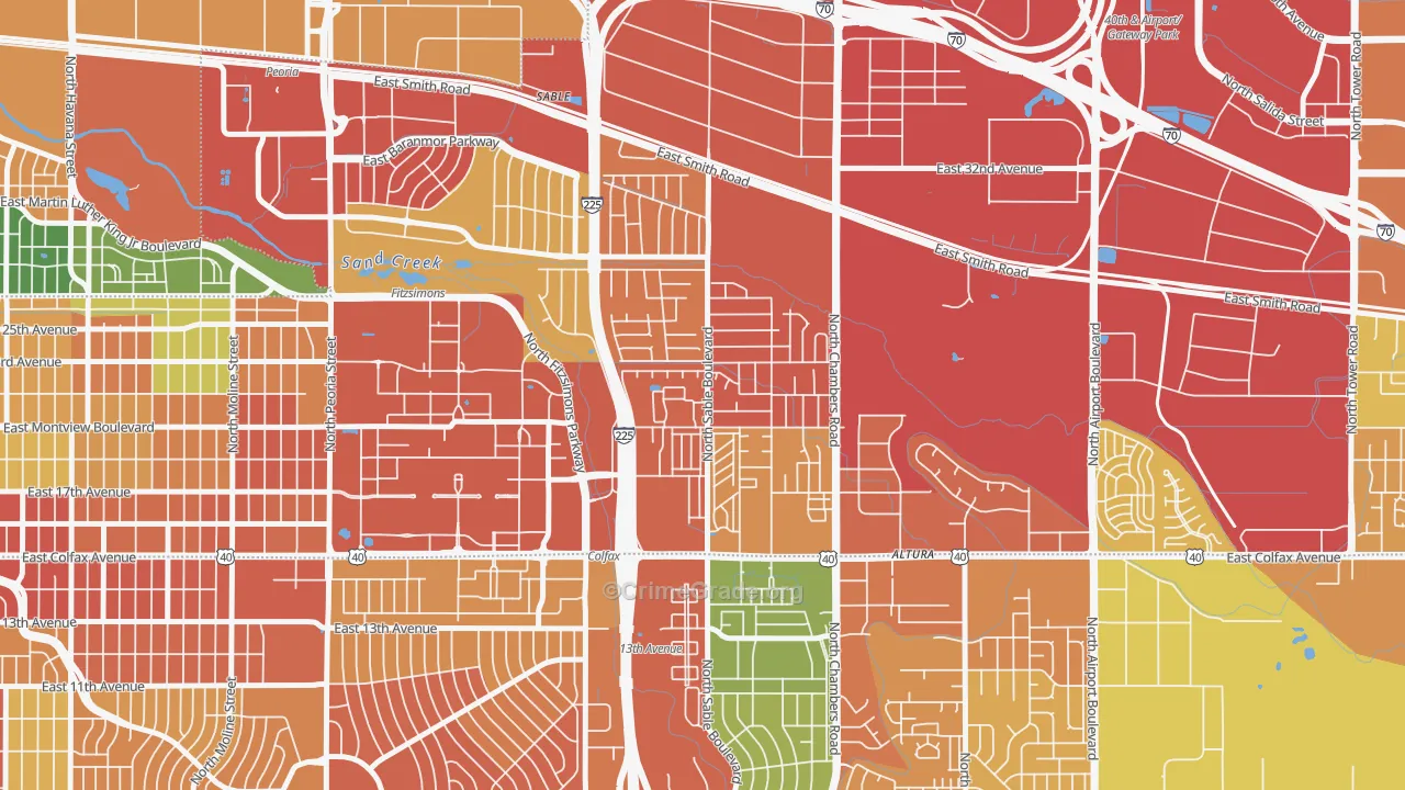 Sable Altura Chambers, Aurora, CO Map of Assault Rates
