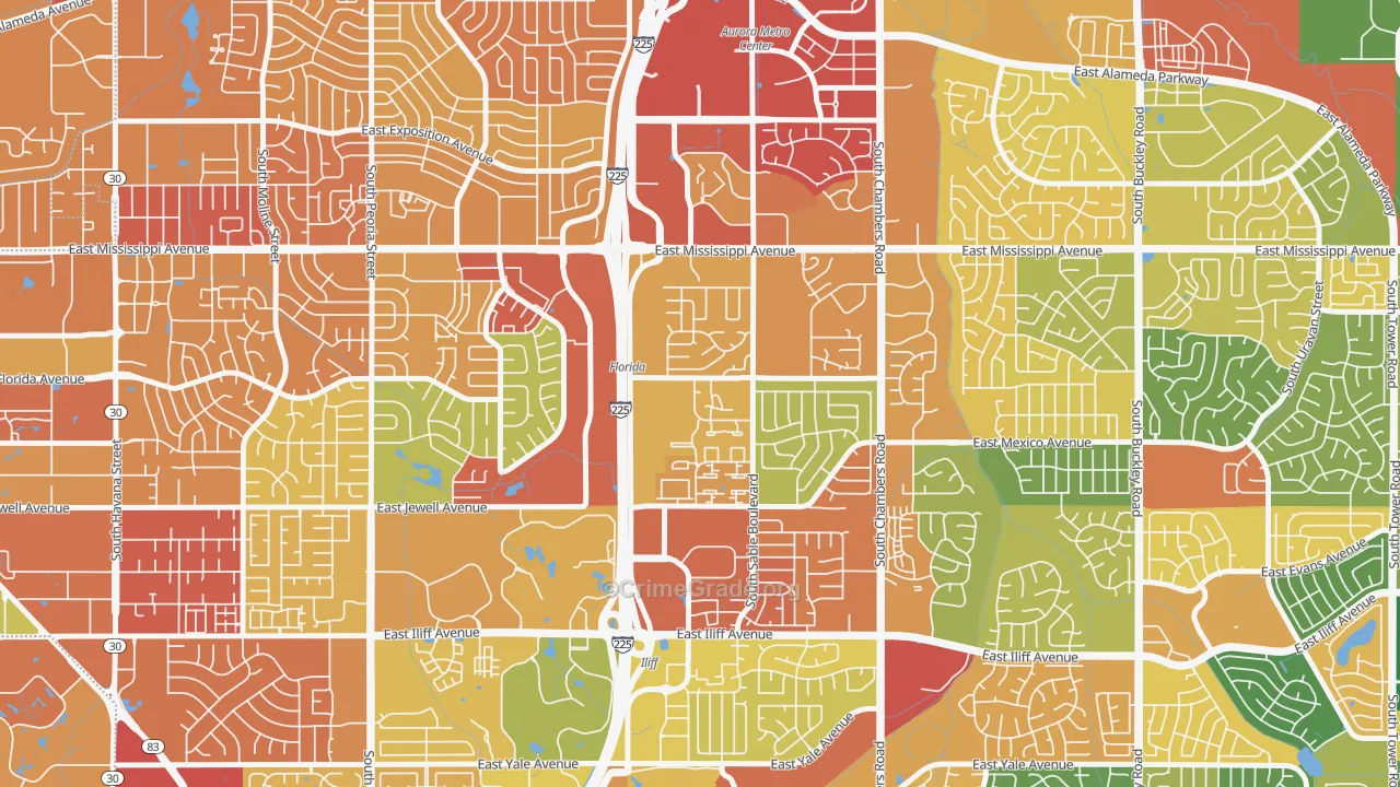 Sableridge, Aurora, CO Map of Assault Rates