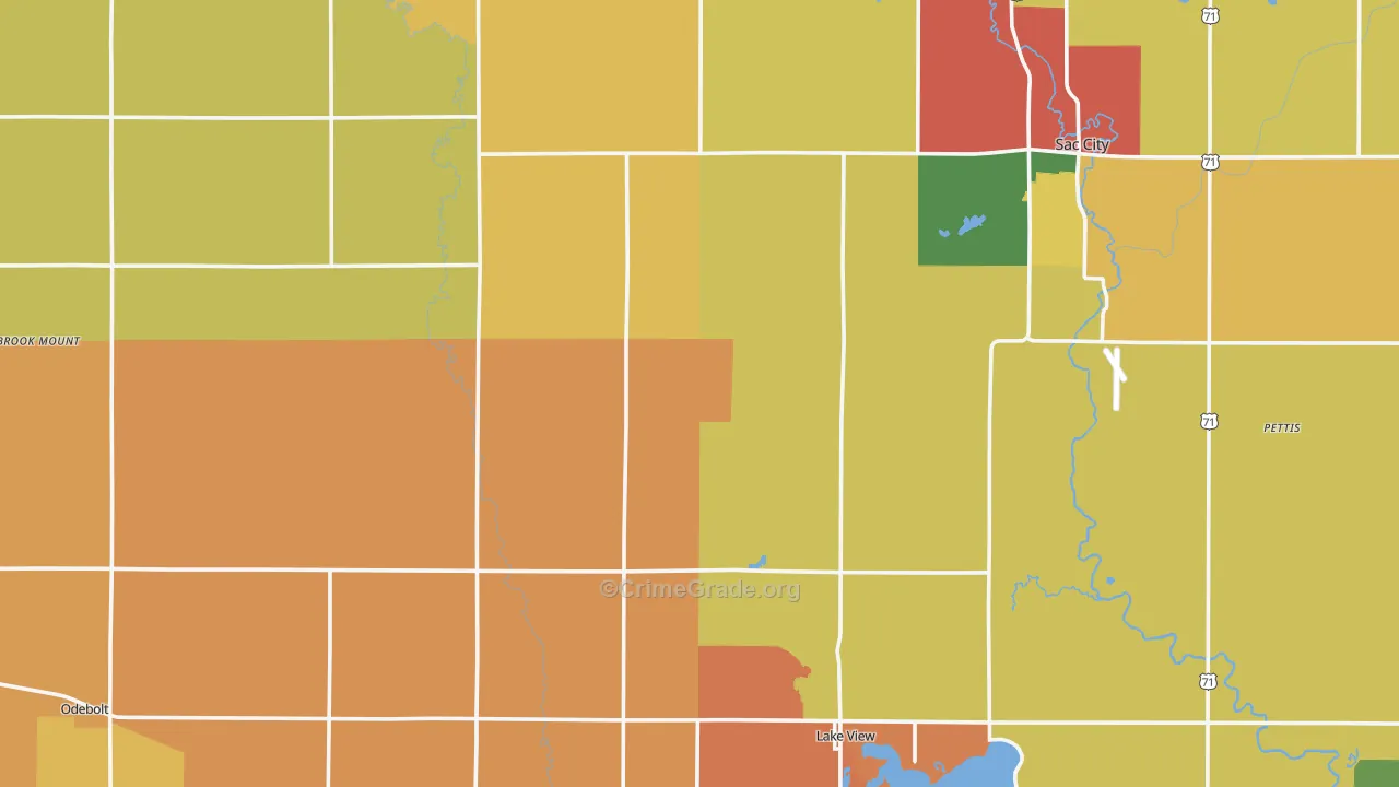 Sac County, IA Map of Assault Rates