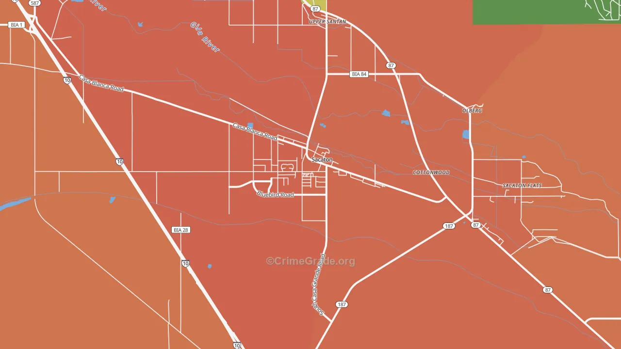 Sacaton, AZ Map of Assault Rates