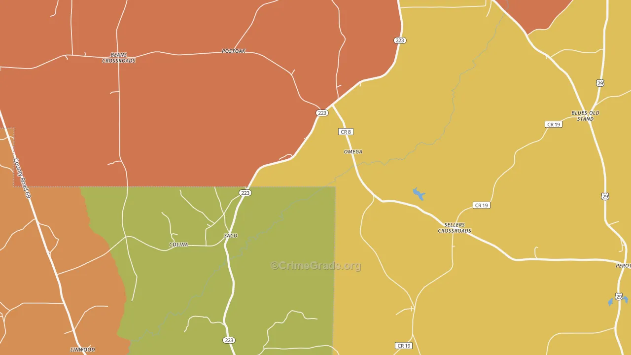 Saco, AL Map of Assault Rates
