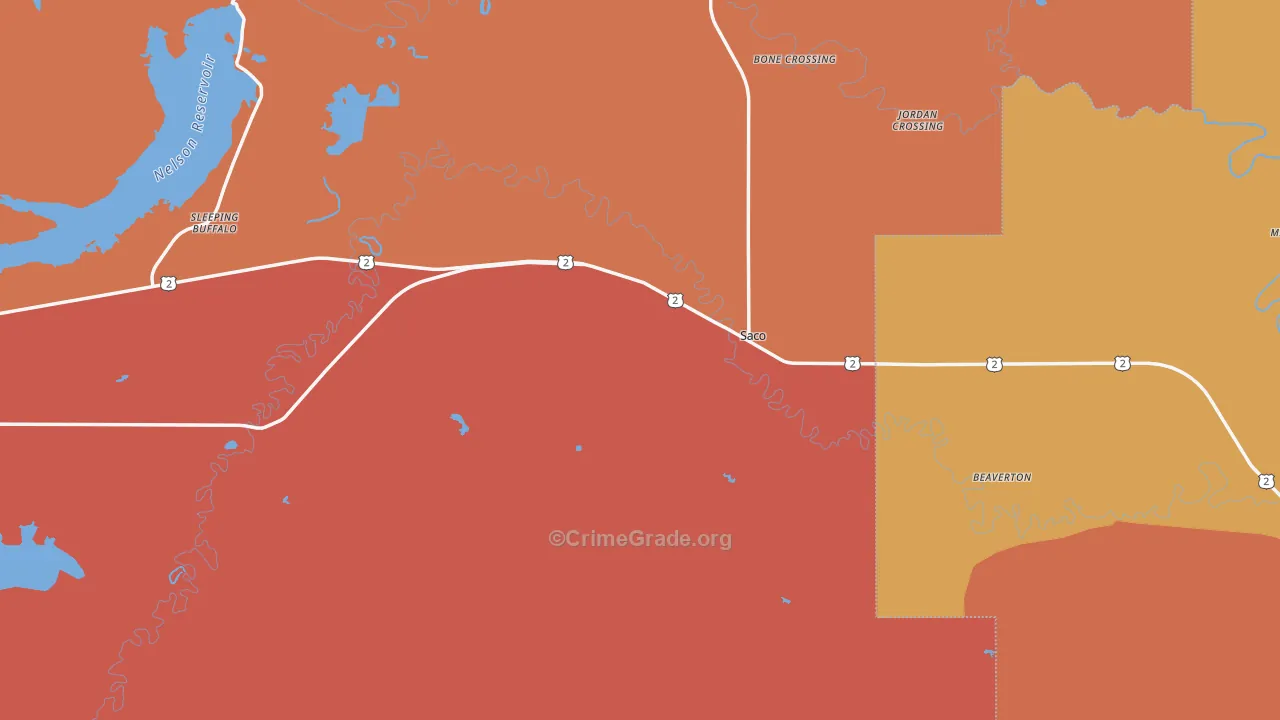 Saco, MT Map of Assault Rates