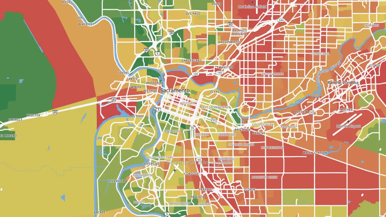 Sacramento, CA Map of Assault Rates