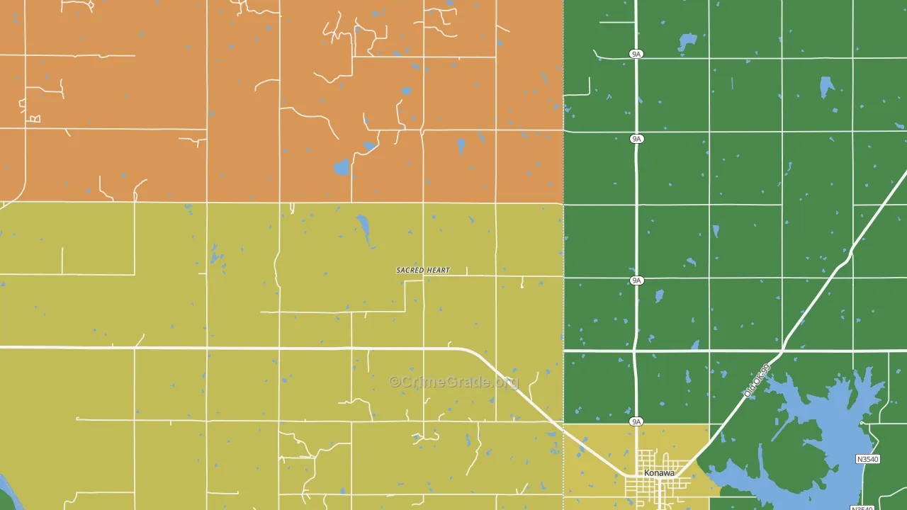 Sacred Heart, OK Map of Assault Rates