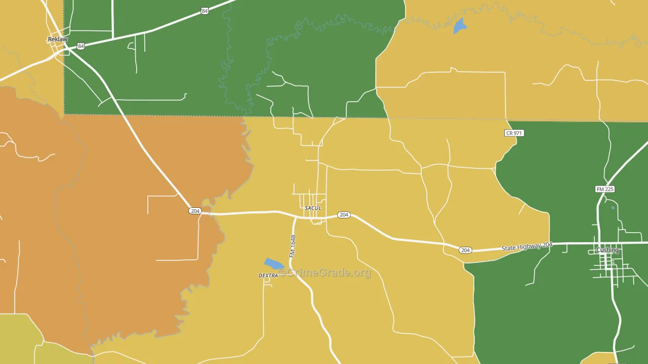 Sacul, TX Map of Assault Rates
