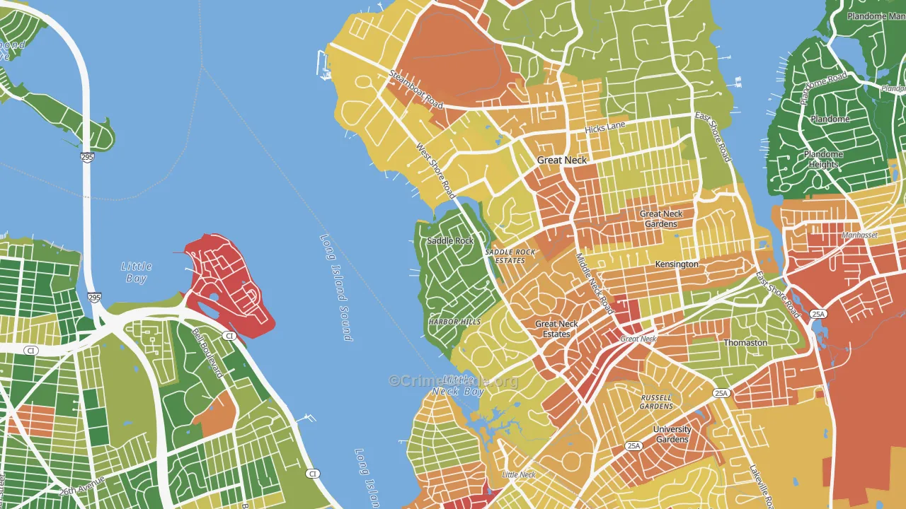 Saddle Rock, NY Map of Assault Rates