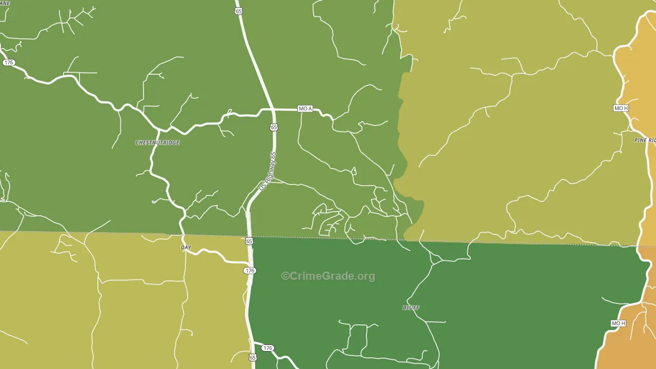 Saddlebrooke, MO Map of Assault Rates