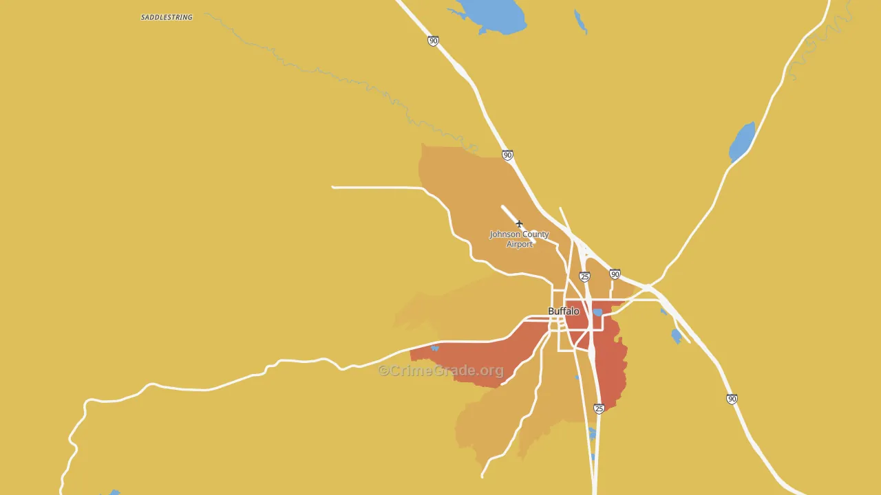 Saddlestring, WY Map of Assault Rates