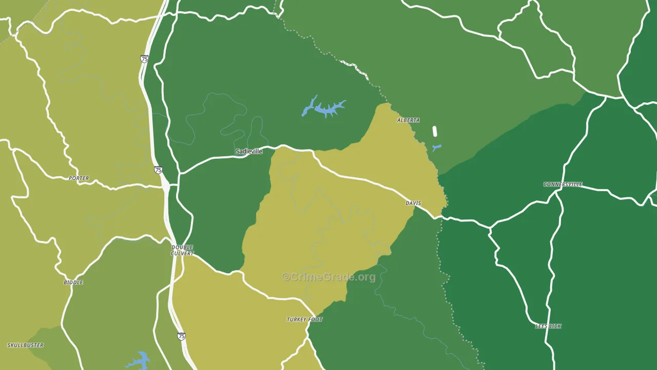 Sadieville, KY Map of Assault Rates