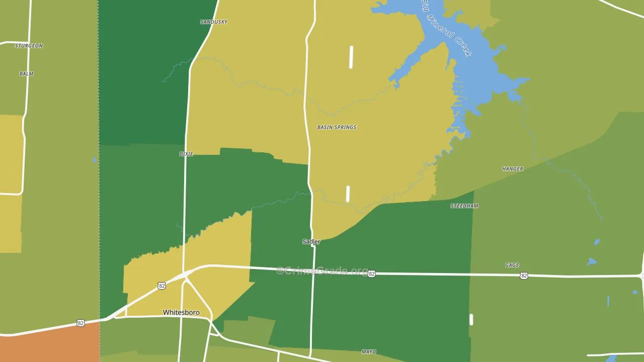 Sadler, TX Map of Assault Rates
