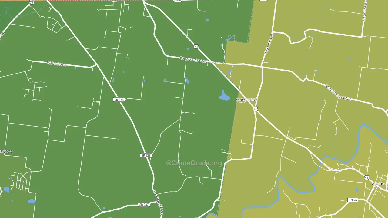 Sadlersville, TN Map of Assault Rates