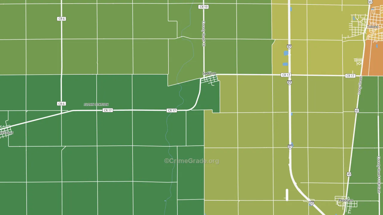 Sadorus, IL Map of Assault Rates