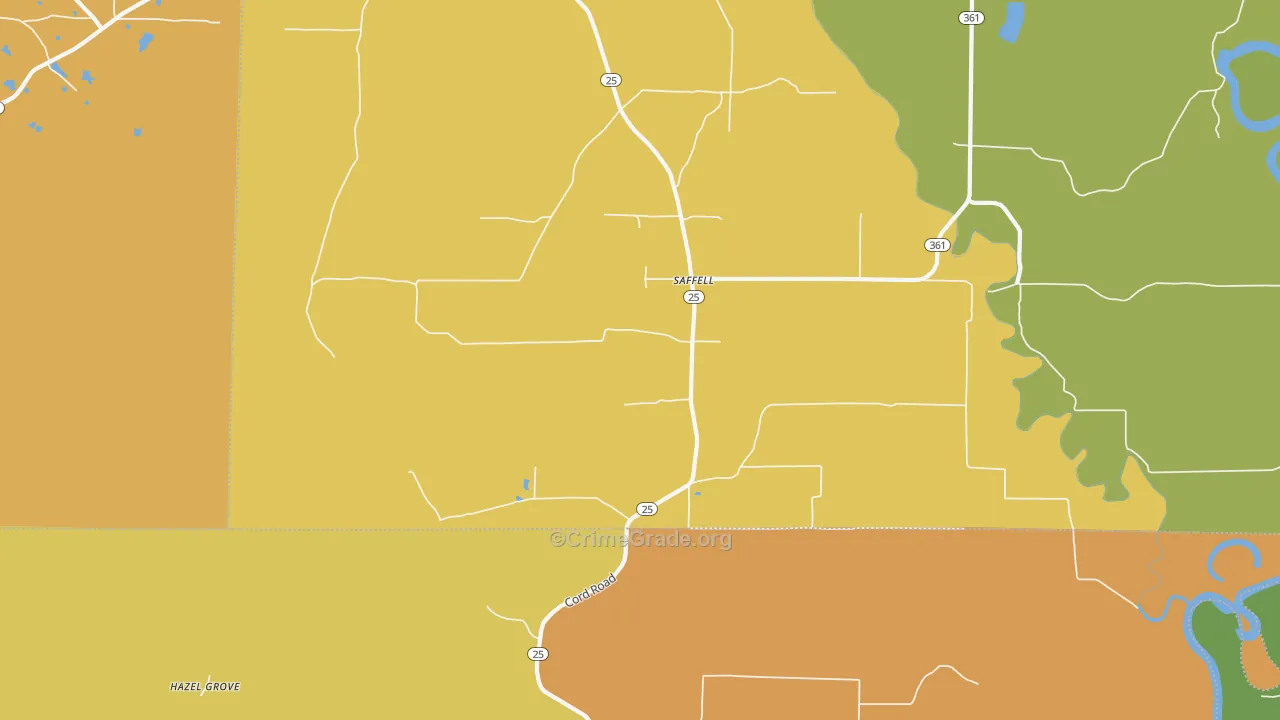 Saffell, AR Map of Assault Rates