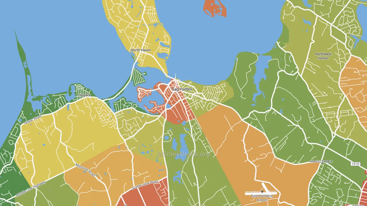 Sag Harbor, NY Map of Assault Rates