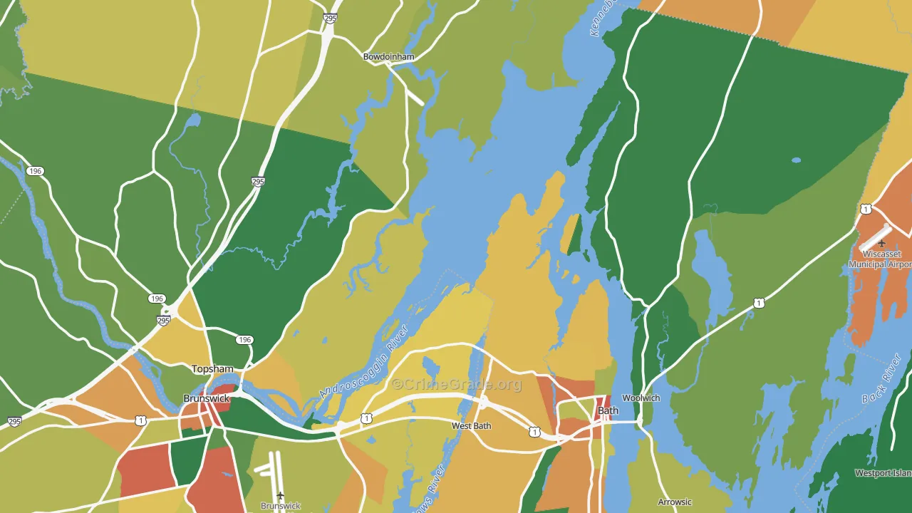 Sagadahoc County, ME Map of Assault Rates