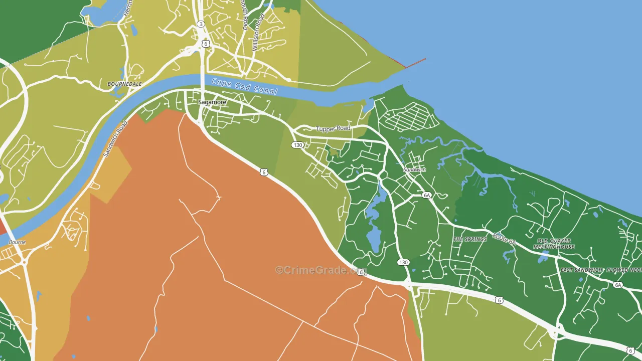 Sagamore Highlands, MA Map of Assault Rates