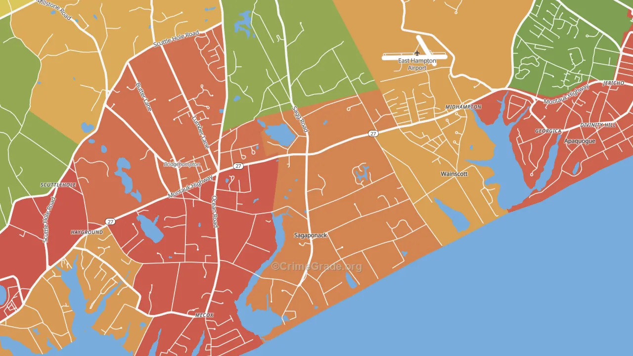 Sagaponack, NY Map of Assault Rates