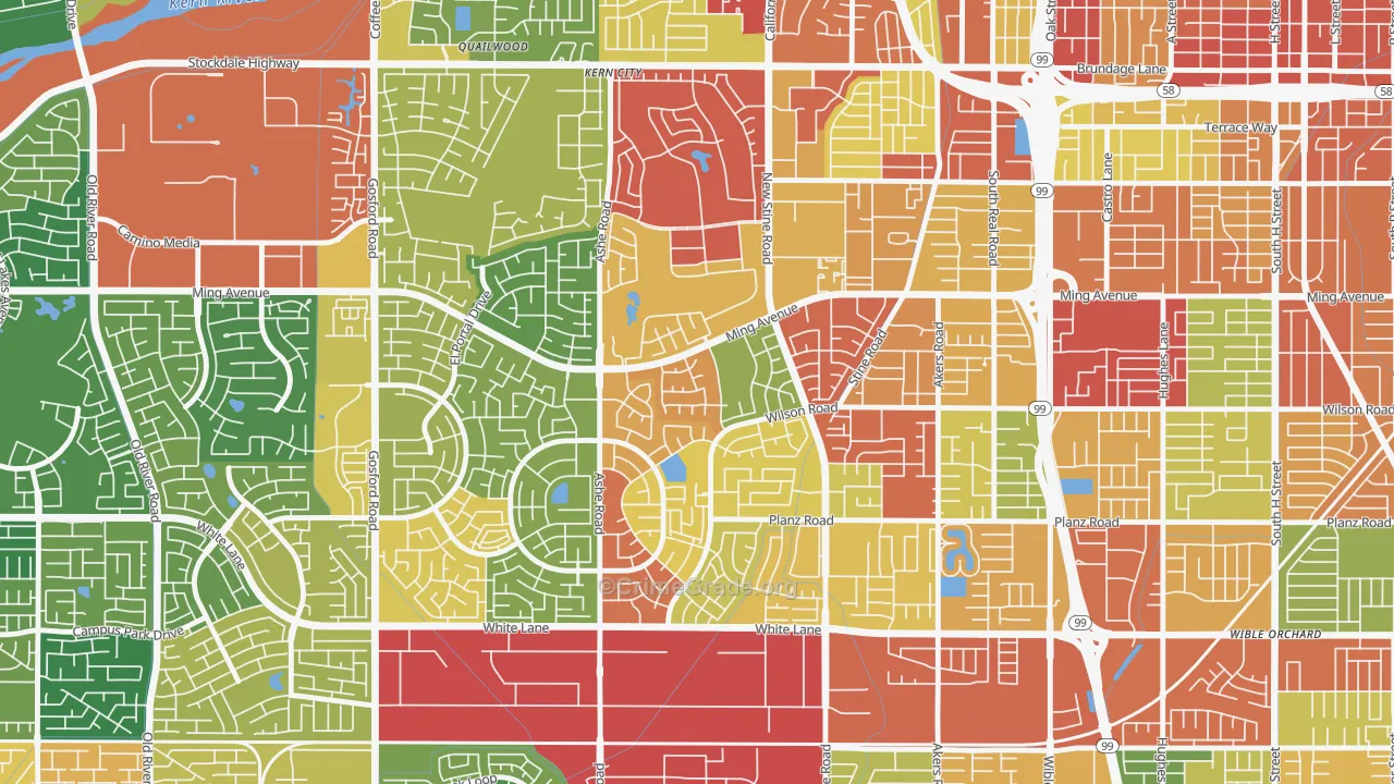 Sagepointe, Bakersfield, CA Map of Assault Rates
