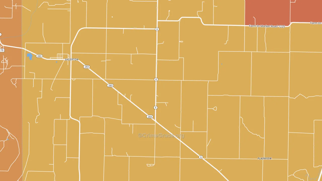 Sagerton, TX Map of Assault Rates