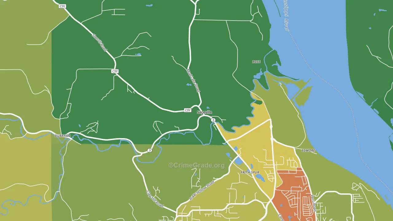 Sageville, IA Map of Assault Rates