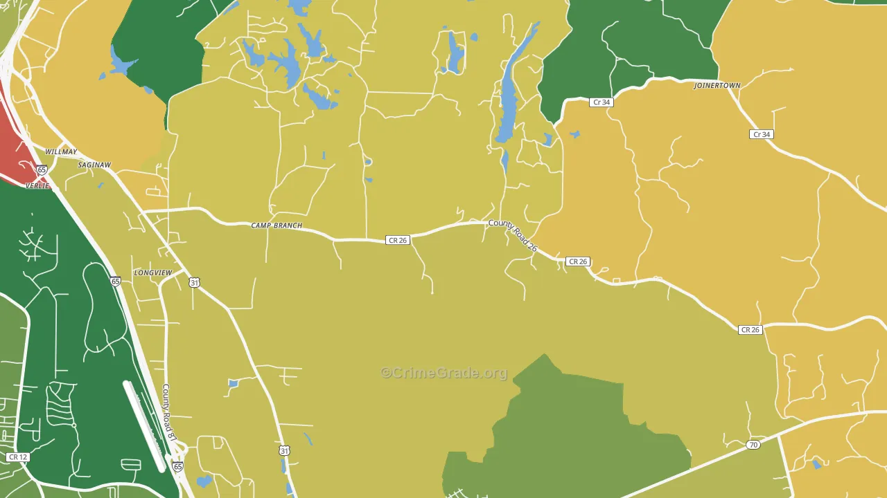 Saginaw, AL Map of Assault Rates