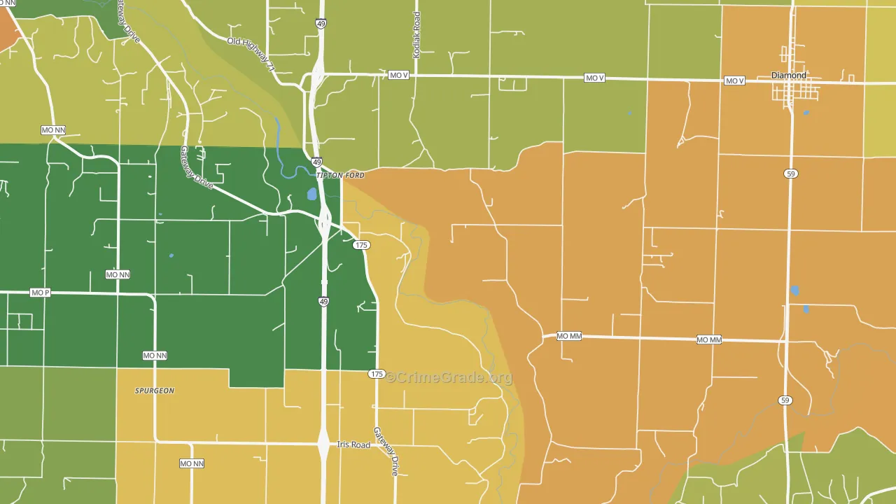 Saginaw, MO Map of Assault Rates