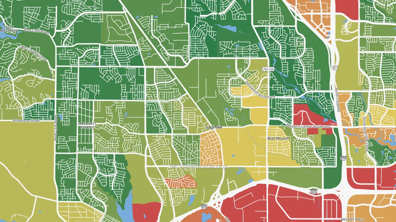 Saginaw, TX Map of Assault Rates