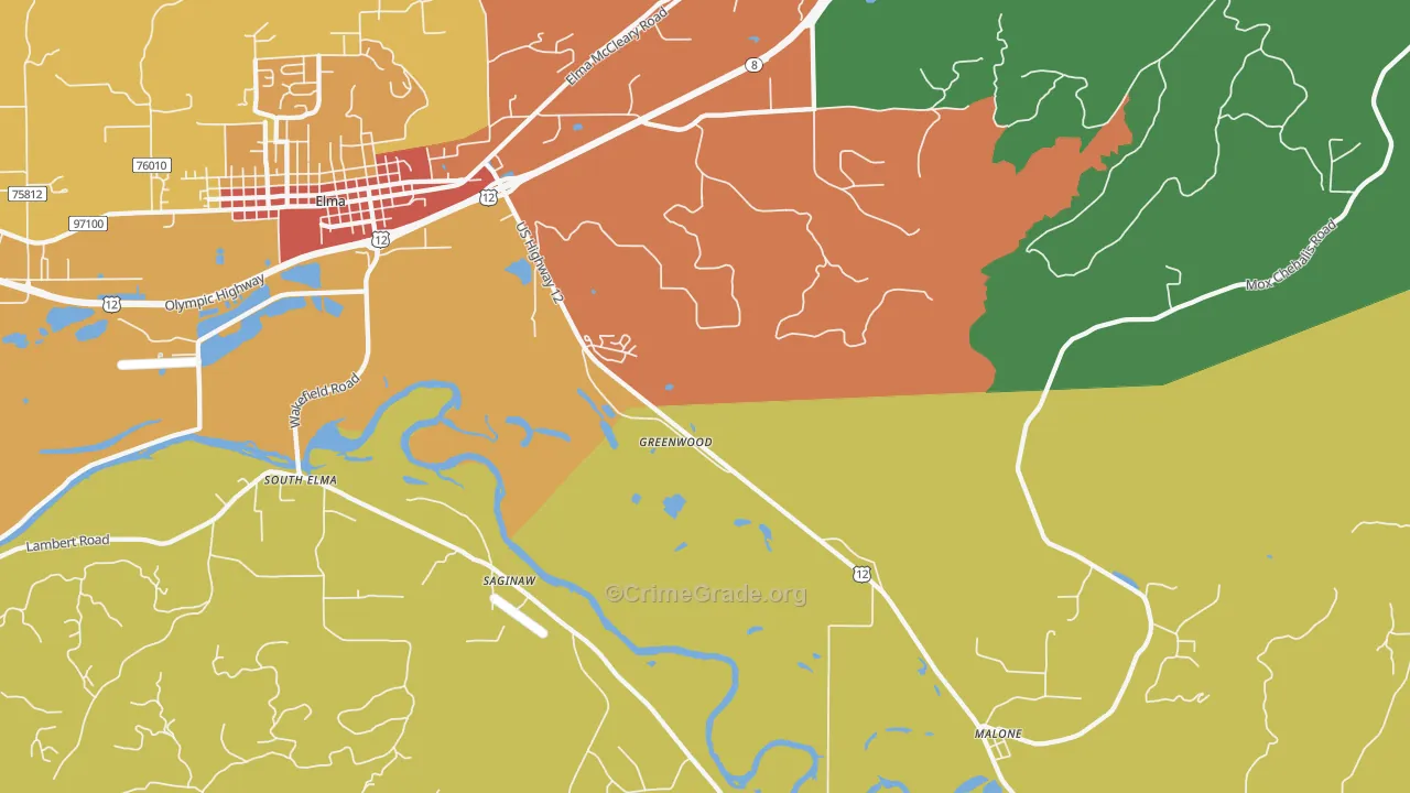 Saginaw, WA Map of Assault Rates