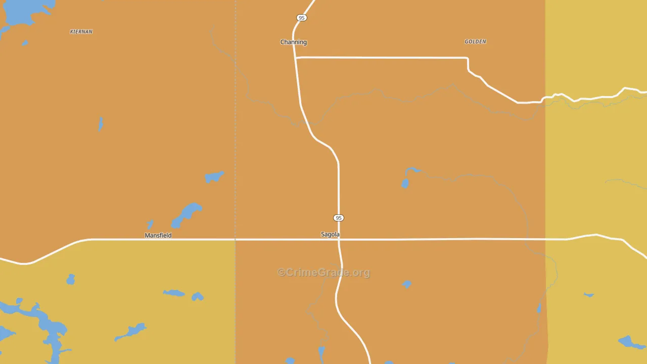 Sagola, MI Map of Assault Rates