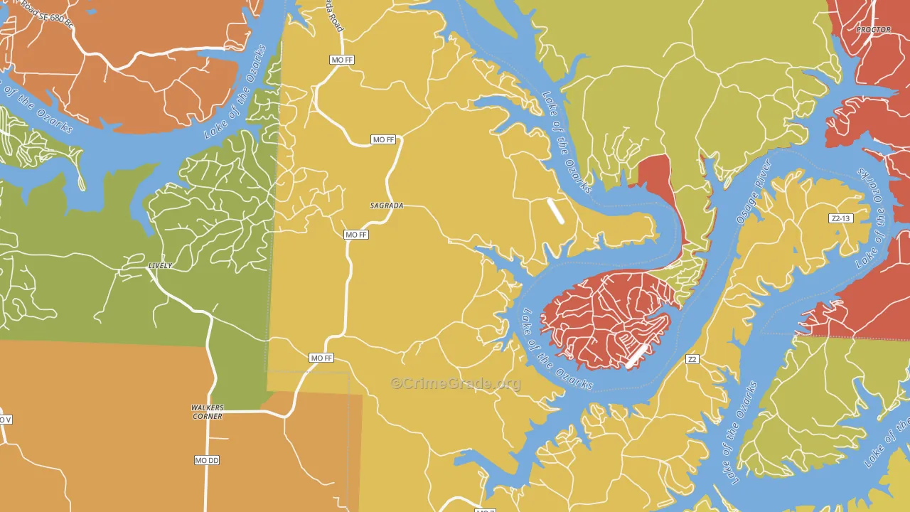 Sagrada, MO Map of Assault Rates