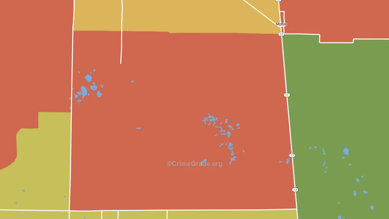 Saguache County, CO Map of Assault Rates