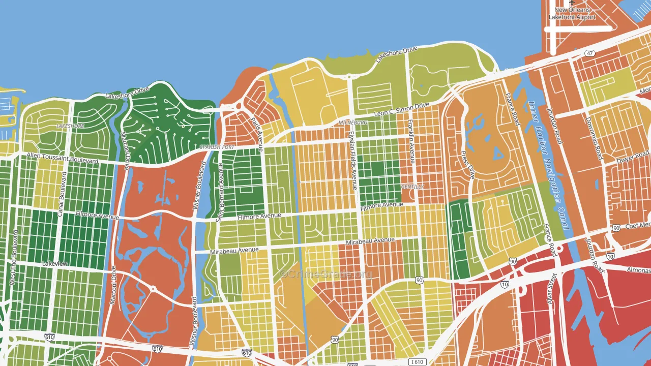 Saint Anthony, New Orleans, LA Map of Assault Rates